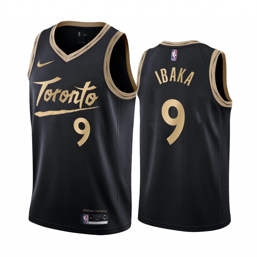 Men Toronto Raptors #9 serge ibaka black city edition 2020 nba jersey->customized nba jersey->Custom Jersey